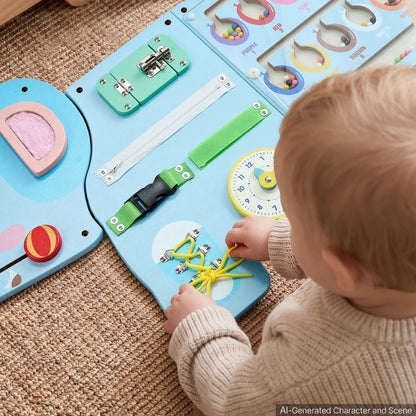 VEVOR Wall Busy Board, 14-in-1 Elephant Montessori Sensory Activity Panels, Learning Activity Center for Daycare, Classroom, Playroom, and Home, Sturdy Wooden Educational Toys, with Mounting Hardware - ETMLGBMZKZHSZ9FIF001V0 - view 9