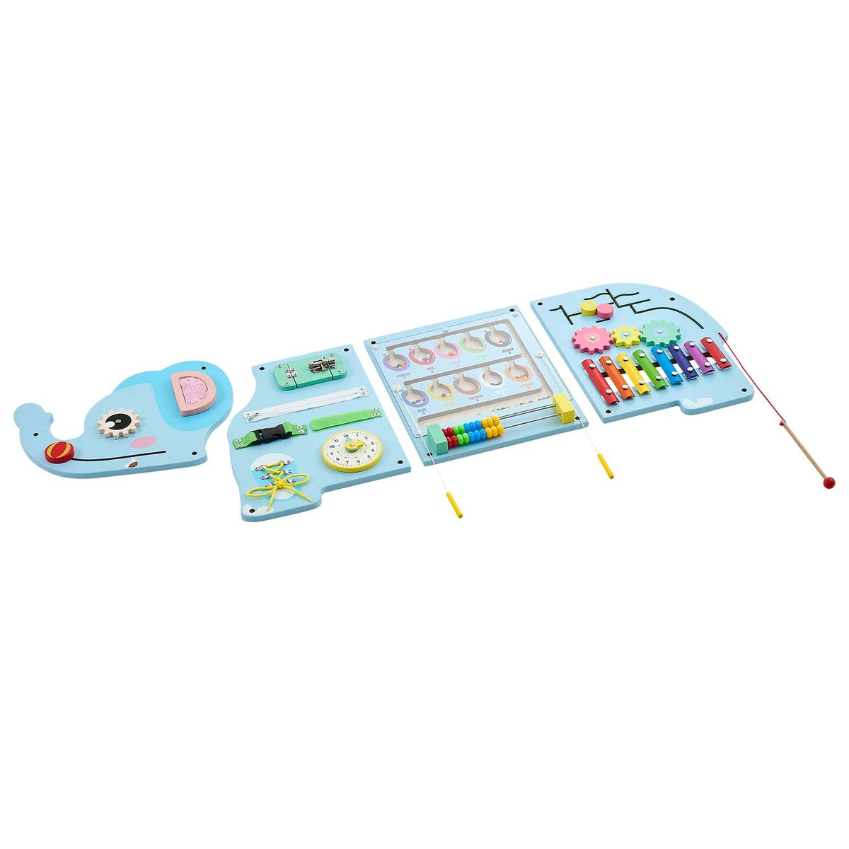 VEVOR Wall Busy Board, 14-in-1 Elephant Montessori Sensory Activity Panels, Learning Activity Center for Daycare, Classroom, Playroom, and Home, Sturdy Wooden Educational Toys, with Mounting Hardware - ETMLGBMZKZHSZ9FIF001V0 - view 10