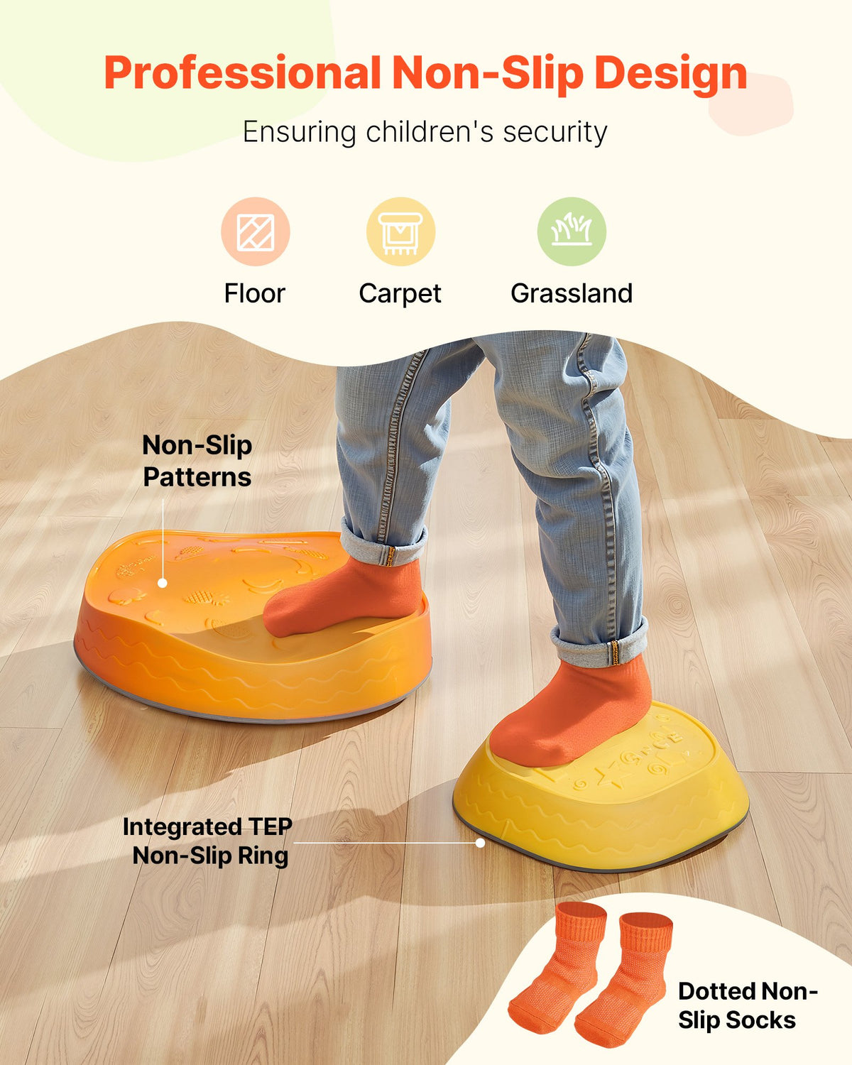 VEVOR Balance Stepping Stones for Kids, 5 PCS, Up to 220 lbs, Non-Slip Toddlers Sensory Stepping Stones, Obstacle Course Coordination Game Toys Indoor or Outdoor Play for Children Aged 3 4 5 6 7 8+ - ETPHDJSJHKDB96DGUV0 - view 5