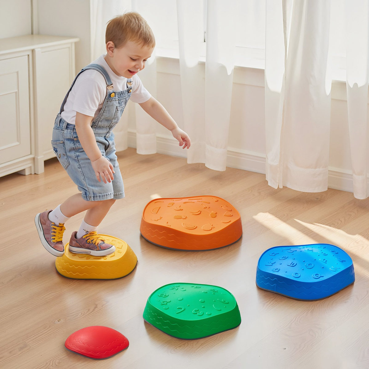 VEVOR Balance Stepping Stones for Kids, 5 PCS, Up to 220 lbs, Non-Slip Toddlers Sensory Stepping Stones, Obstacle Course Coordination Game Toys Indoor or Outdoor Play for Children Aged 3 4 5 6 7 8+ - ETPHDJSJHKDB96DGUV0 - view 9