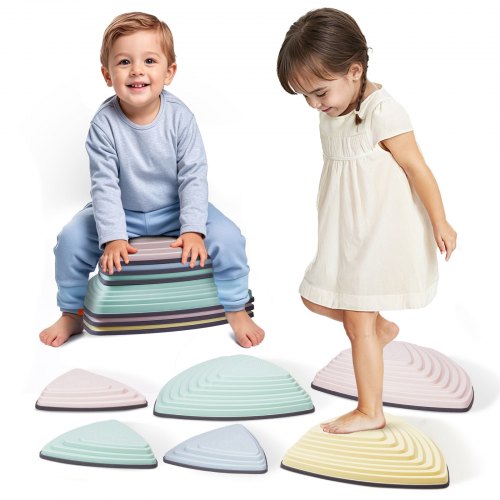 VEVOR Balance Stepping Stones for Kids, 6 PCS, Up to 220 lbs, Non-Slip Toddlers Sensory Stepping Stones, Obstacle Course Coordination Game Toys Indoor or Outdoor Play for Children Aged 3 4 5 6 7 8+ - ETPHDJSJHKSJLWFRDV0 - view 2