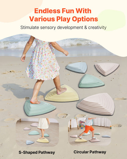 VEVOR Balance Stepping Stones for Kids, 6 PCS, Up to 220 lbs, Non-Slip Toddlers Sensory Stepping Stones, Obstacle Course Coordination Game Toys Indoor or Outdoor Play for Children Aged 3 4 5 6 7 8+ - ETPHDJSJHKSJLWFRDV0 - view 4