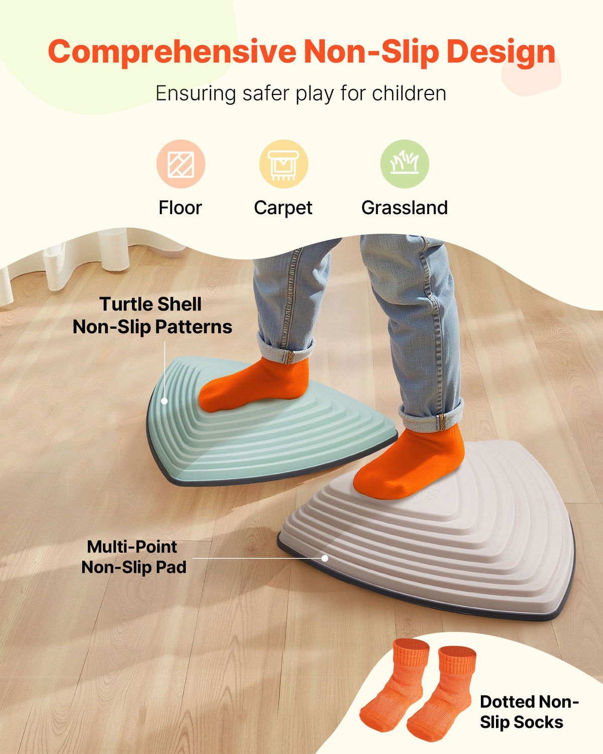 VEVOR Balance Stepping Stones for Kids, 6 PCS, Up to 220 lbs, Non-Slip Toddlers Sensory Stepping Stones, Obstacle Course Coordination Game Toys Indoor or Outdoor Play for Children Aged 3 4 5 6 7 8+ - ETPHDJSJHKSJLWFRDV0 - view 5