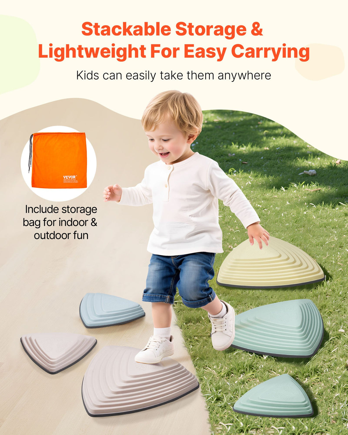 VEVOR Balance Stepping Stones for Kids, 6 PCS, Up to 220 lbs, Non-Slip Toddlers Sensory Stepping Stones, Obstacle Course Coordination Game Toys Indoor or Outdoor Play for Children Aged 3 4 5 6 7 8+ - ETPHDJSJHKSJLWFRDV0 - view 7