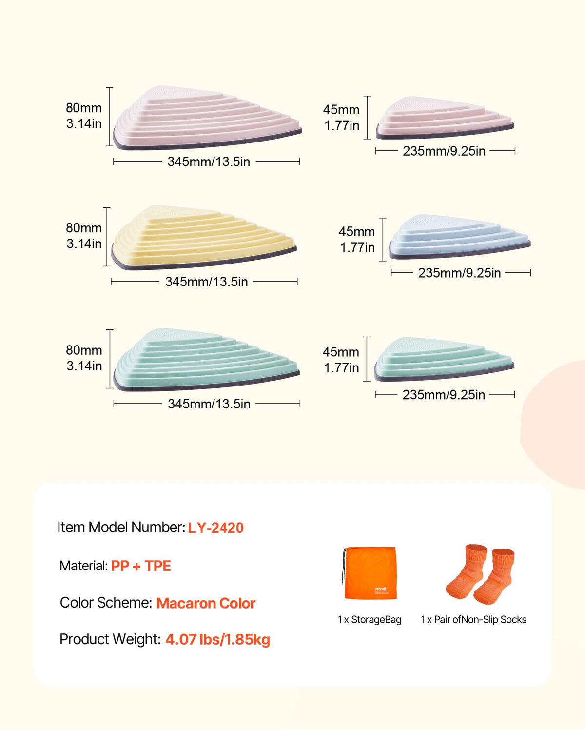 VEVOR Balance Stepping Stones for Kids, 6 PCS, Up to 220 lbs, Non-Slip Toddlers Sensory Stepping Stones, Obstacle Course Coordination Game Toys Indoor or Outdoor Play for Children Aged 3 4 5 6 7 8+ - ETPHDJSJHKSJLWFRDV0 - view 8