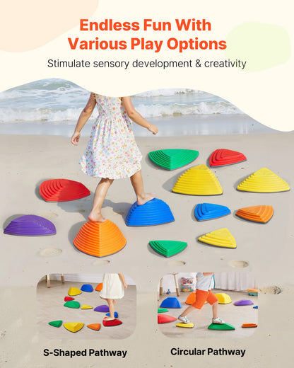 VEVOR Balance Stepping Stones for Kids, 12 PCS, Up to 220 lbs, Non-Slip Toddlers Sensory Stepping Stones, Obstacle Course Coordination Game Toys Indoor or Outdoor Play for Children Aged 3 4 5 6 7 8+ - ETPHDJSJHKSJQ96L8V0 - view 4