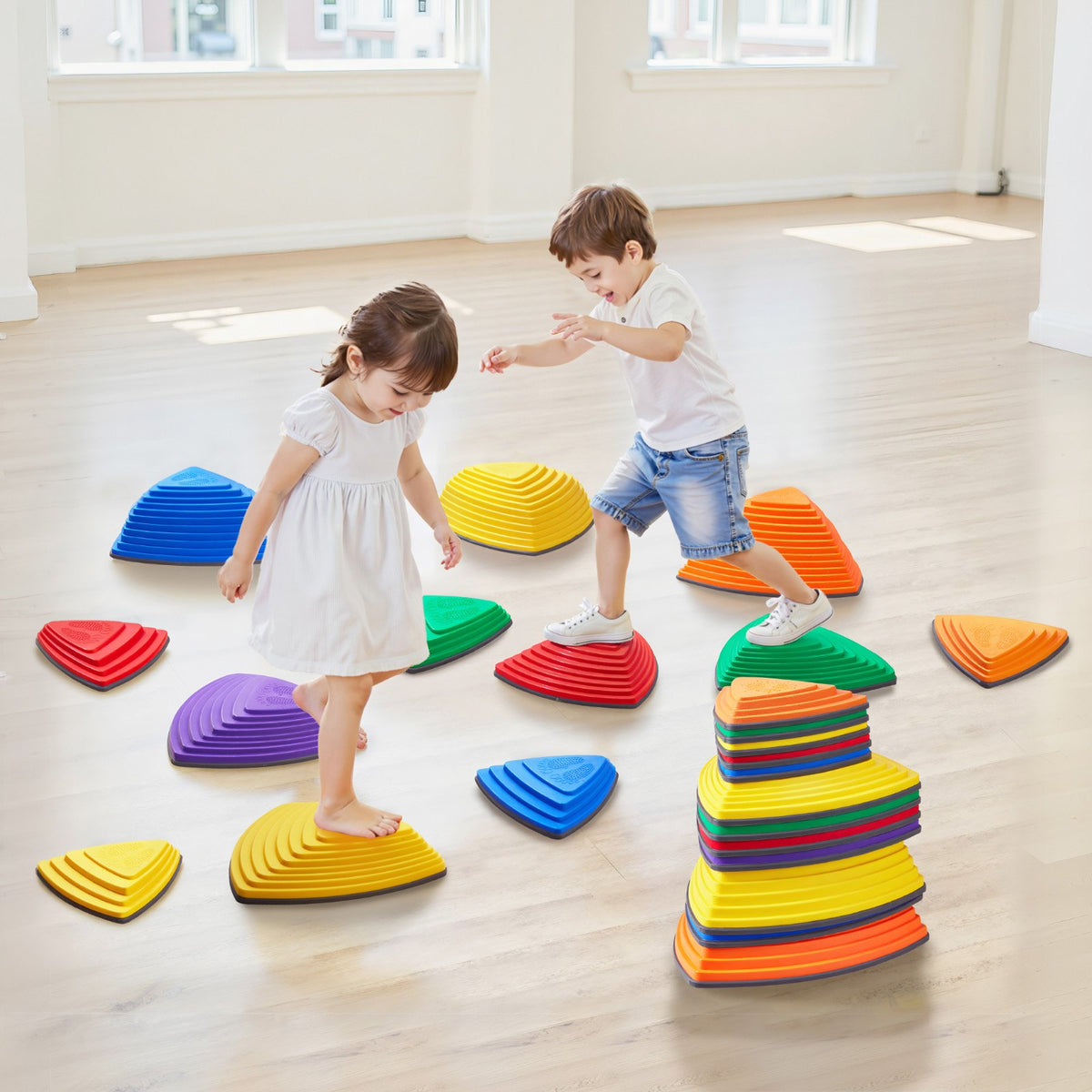 VEVOR Balance Stepping Stones for Kids, 12 PCS, Up to 220 lbs, Non-Slip Toddlers Sensory Stepping Stones, Obstacle Course Coordination Game Toys Indoor or Outdoor Play for Children Aged 3 4 5 6 7 8+ - ETPHDJSJHKSJQ96L8V0 - view 9