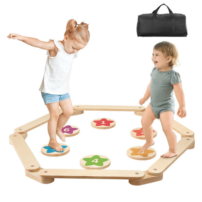 VEVOR Balance Beam Stepping Stones, 6 PCS Wooden Toddler Balance Boards, Montessori Toy for Kids 2-6, Build Coordination and Gross Motor Skills, Gymnastics Course Indoor & Outdoor for Girls Boys Gift - ETPHMMZGM6B6L7L2DV0 - view 1