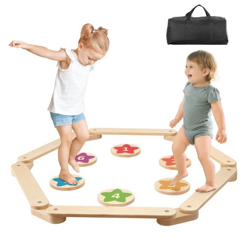 VEVOR Balance Beam Stepping Stones, 6 PCS Wooden Toddler Balance Boards, Montessori Toy for Kids 2-6, Build Coordination and Gross Motor Skills, Gymnastics Course Indoor & Outdoor for Girls Boys Gift - ETPHMMZGM6B6L7L2DV0 - view 2