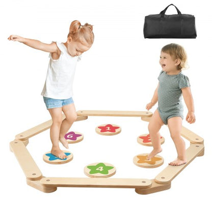 VEVOR Balance Beam Stepping Stones, 6 PCS Wooden Toddler Balance Boards, Montessori Toy for Kids 2-6, Build Coordination and Gross Motor Skills, Gymnastics Course Indoor & Outdoor for Girls Boys Gift - ETPHMMZGM6B6L7L2DV0 - view 2