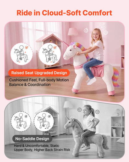 VEVOR Ride On Horse, Riding Unicorn Toys for Kids, No Battery Required, Smooth Wheels with Anti-Roll Stop Ring, Upgraded Raised Seat, Handles, Sturdy Pedals, 176 lbs Max Load Capacity for Ages 6+ - ETQCMGMKWTLB2Q67Z001V9 - view 7