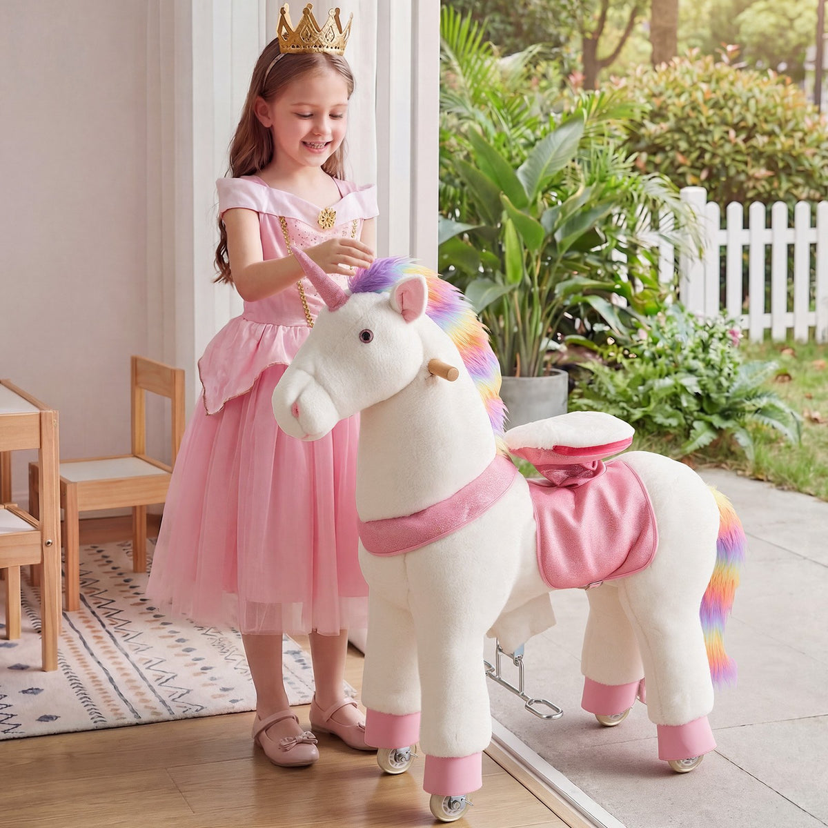 VEVOR Ride On Horse, Riding Unicorn Toys for Kids, No Battery Required, Smooth Wheels with Anti-Roll Stop Ring, Upgraded Raised Seat, Handles, Sturdy Pedals, 176 lbs Max Load Capacity for Ages 6+ - ETQCMGMKWTLB2Q67Z001V9 - view 9