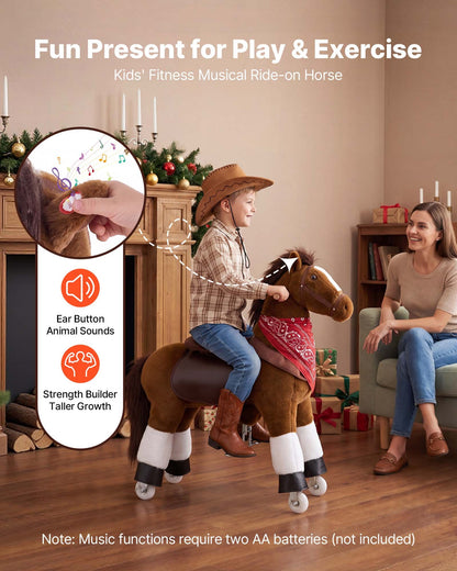 VEVOR Ride On Horse, Riding Pony Toys for Kids, No Battery Required, Smooth Wheels with Anti-Roll Stop Ring, Upgraded Raised Seat, Handles, Sturdy Pedals, 176 lbs Max Load Capacity for Ages 6+ - ETQCMGMKWTLBEPBV8001V9 - view 3