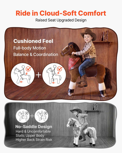 VEVOR Ride On Horse, Riding Pony Toys for Kids, No Battery Required, Smooth Wheels with Anti-Roll Stop Ring, Upgraded Raised Seat, Handles, Sturdy Pedals, 176 lbs Max Load Capacity for Ages 6+ - ETQCMGMKWTLBEPBV8001V9 - view 7