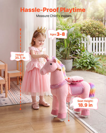 VEVOR Ride On Horse, Riding Pink Unicorn Toys for Kids, No Battery Required, Smooth Wheels with Anti-Roll Stop Ring, Upgraded Raised Seat, Handles, Pedals, 110 lbs Max Load Capacity for Ages 3-8 - ETQCMGMKWTLBG460Z001V9 - view 4