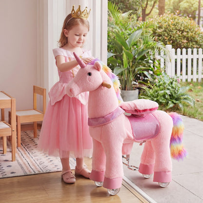 VEVOR Ride On Horse, Riding Pink Unicorn Toys for Kids, No Battery Required, Smooth Wheels with Anti-Roll Stop Ring, Upgraded Raised Seat, Handles, Pedals, 110 lbs Max Load Capacity for Ages 3-8 - ETQCMGMKWTLBG460Z001V9 - view 9