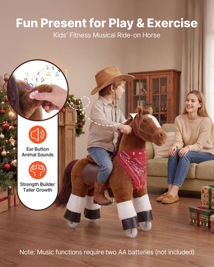 VEVOR Ride On Horse, Riding Pony Toys for Kids, No Battery Required, Smooth Wheels with Anti-Roll Stop Ring, Upgraded Raised Seat, Handles, Pedals, 110 lbs Max Load Capacity for Ages 3-8 - ETQCMGMKWTLBV35H0001V9 - view 3
