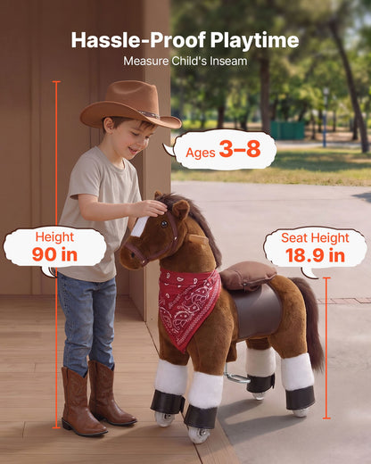 VEVOR Ride On Horse, Riding Pony Toys for Kids, No Battery Required, Smooth Wheels with Anti-Roll Stop Ring, Upgraded Raised Seat, Handles, Pedals, 110 lbs Max Load Capacity for Ages 3-8 - ETQCMGMKWTLBV35H0001V9 - view 4