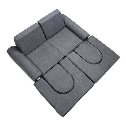 VEVOR Kids Couch, 10Pcs Modular Kids Play Couch, Toddler Couch Sofa Bed, Kids Chair Seat Playroom Furniture, Kids Sofa with Removable Cover for Kids Girls & Boys, Grey - ETSF5255724Y94P8YV0 - view 10
