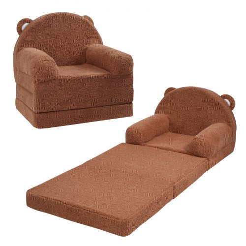 VEVOR Kids Couch, 2-in-1 Toddler Chairs Comfy, Toddler Couch Sofa Bed Fold Out, Convertible Sofa to Lounger, Kids Chair Seat Playroom Furniture for Kids Girls & Boys, Brown - ETSF60X3375XZIF7KV0 - view 2