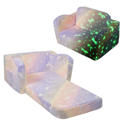 VEVOR Kids Couch, 2-in-1 Toddler Chairs Comfy, Toddler Couch Sofa Bed Fold Out, Convertible Sofa to Lounger, Kids Chair Seat Playroom Furniture for Kids Girls & Boys, Rainbow - ETSF6354652I4U5Y8V0 - view 1