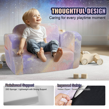 VEVOR Kids Couch, 2-in-1 Toddler Chairs Comfy, Toddler Couch Sofa Bed Fold Out, Convertible Sofa to Lounger, Kids Chair Seat Playroom Furniture for Kids Girls & Boys, Rainbow - ETSF6354652I4U5Y8V0 - view 6