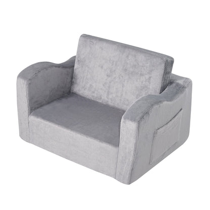 VEVOR Kids Couch, Toddler Chairs Comfy, 2-in-1 Toddler Couch Sofa Bed Fold Out, Convertible Sofa to Lounger, Kids Chair Seat Playroom Furniture for Kids Girls & Boys, Grey - ETSF6354652INYQ5DV0 - view 10