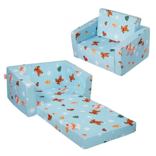 VEVOR Kids Couch, 2-in-1 Toddler Chairs Comfy, Toddler Couch Sofa Bed Fold Out, Convertible Sofa to Lounger, Kids Chair Seat Playroom Furniture for Kids Girls & Boys, Sky Blue - ETSF6354652IOZAT6V0 - view 2