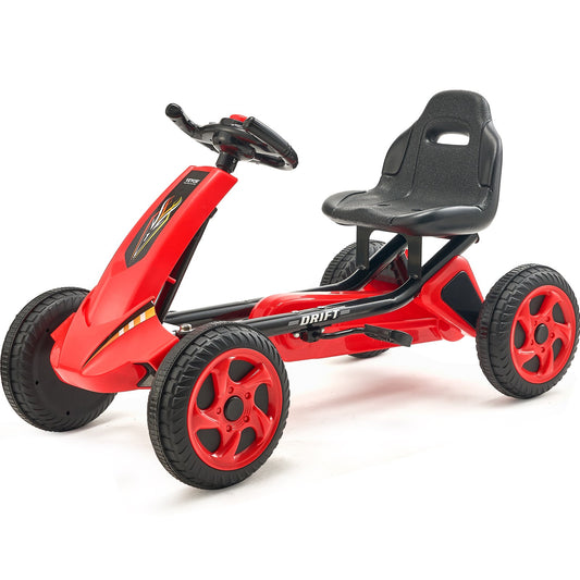 VEVOR Kids Pedal Go Kart, 4 Wheel Off-Road Pedal Go Cart Ride On Toy for Kids, Steering Wheel, Adjustable Seat, Non-slip Big Wheels, Outdoor Racer Ride On Pedal Car for Boys & Girls Ages 3-8, Red - ETTBCJTK38S6FXZBJV0 - view 1