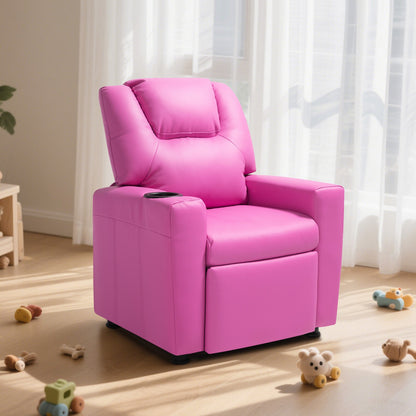 VEVOR Kids Reclining Chair, Toddler Recliner with Cup Holder, 101° to 121° Adjustable Backrest, Easy-to-Clean PU Leather Recliner Couch with Footrest, 90 lbs Load, for Boys & Girls, Children (Pink) - ETTYPGKFHS21PI6YW001V0 - view 9