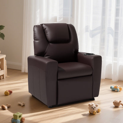 VEVOR Kids Reclining Chair, Toddler Recliner with Cup Holder, 101° to 121° Adjustable Backrest, Easy-to-Clean PU Leather Recliner Couch with Footrest, 90 lbs Load, for Boys & Girls, Children (Brown) - ETTYPGKZS252XFA0S001V0 - view 9