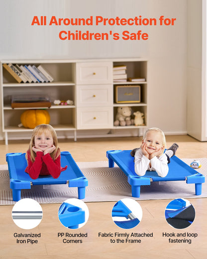VEVOR Stackable Kiddie Cot, Pack of 4,  Portable Toddler Nap Cots, Standard Size 52" L x 23" W Daycare Cots for Kids, Preschool Classroom Daycare Beds for Sleeping, Resting, Naptime, Blue - ETWSDCJXBZCZU4JG0V0 - view 4