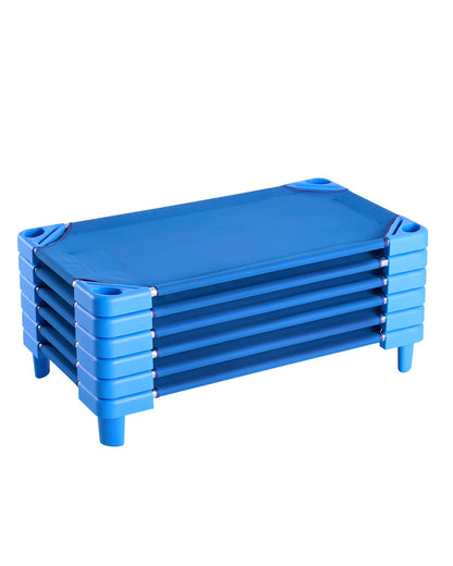 VEVOR Stackable Kiddie Cot, Pack of 6,  Portable Toddler Nap Cots, Standard Size 40" L x 23" W Daycare Cots for Kids, Preschool Classroom Daycare Beds for Sleeping, Resting, Naptime, Blue - ETWSDCJXYECZHRPYYV0 - view 1
