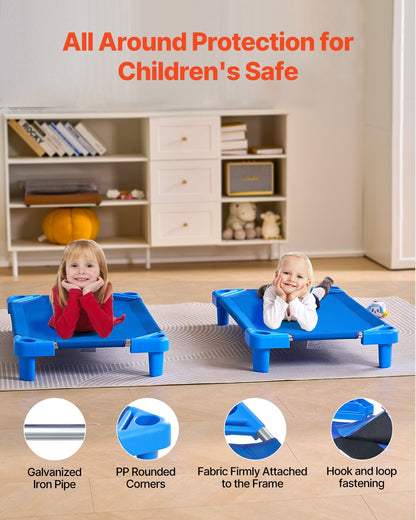 VEVOR Stackable Kiddie Cot, Pack of 6,  Portable Toddler Nap Cots, Standard Size 40" L x 23" W Daycare Cots for Kids, Preschool Classroom Daycare Beds for Sleeping, Resting, Naptime, Blue - ETWSDCJXYECZHRPYYV0 - view 4