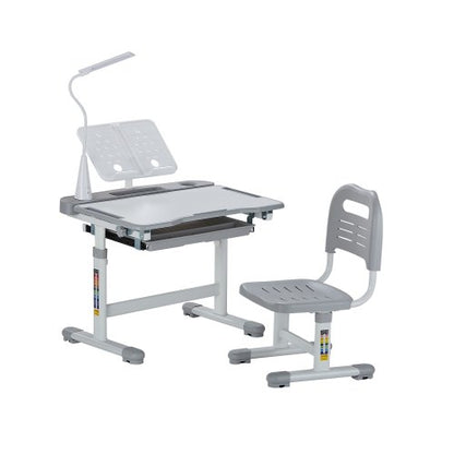 VEVOR Kids Study Chair and Desk Set, Study Desk and Chair for Kids with Table Lamp, Adjustable Height & 0-40° Tilted Desktop Kids Desk and Chair, Children Study Table for Bedroom & Study Room, Grey - ETXXZYDTDK20DTXRHV9 - view 2