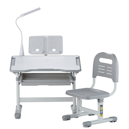 VEVOR Kids Study Chair and Desk Set, Study Desk and Chair for Kids with Table Lamp, Adjustable Height & 0-40° Tilted Desktop Kids Desk and Chair, Children Study Table for Bedroom & Study Room, Grey - ETXXZYDTDK20DTXRHV9 - view 10