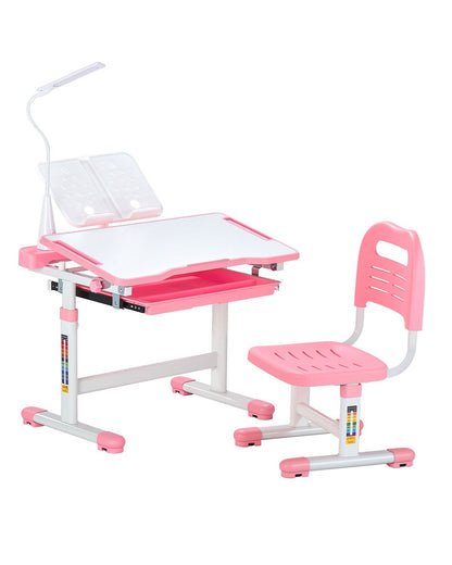 VEVOR Kids Study Chair and Desk Set, Study Desk and Chair for Kids with Table Lamp, Adjustable Height & 0-40° Tilted Desktop Kids Desk and Chair, Children Study Table for Bedroom & Study Room, Pink - ETXXZYDTDK20EXB4IV9 - view 1