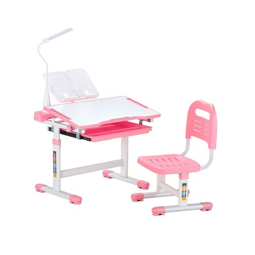 VEVOR Kids Study Chair and Desk Set, Study Desk and Chair for Kids with Table Lamp, Adjustable Height & 0-40° Tilted Desktop Kids Desk and Chair, Children Study Table for Bedroom & Study Room, Pink - ETXXZYDTDK20EXB4IV9 - view 2