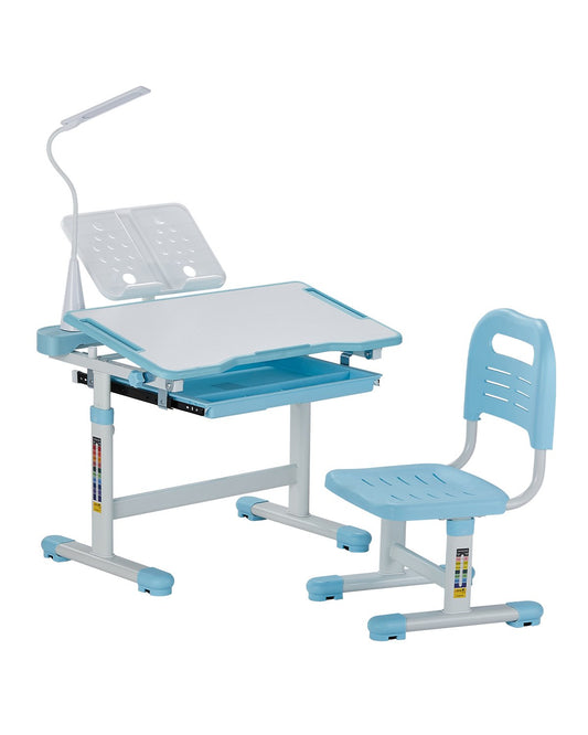 VEVOR Kids Study Chair and Desk Set, Study Desk and Chair for Kids with Table Lamp, Adjustable Height & 0-40° Tilted Desktop Kids Desk and Chair, Children Study Table for Bedroom & Study Room, Blue - ETXXZYDTDK20K0WTBV9 - view 1