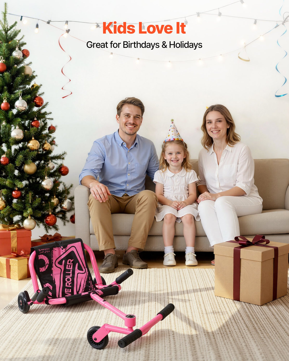 VEVOR Ride on Scooter 150 lbs Swing Side-to-Side for Amazing Riding Pink, for Ages 4+, Powered by Zig-Zag Motion, Ride on Toy with 3 Adjustable Length, Brake Lever, Hard Surface Indoor & Outdoor - ETYBCJYKGNCCHQP0M001V0 - view 7