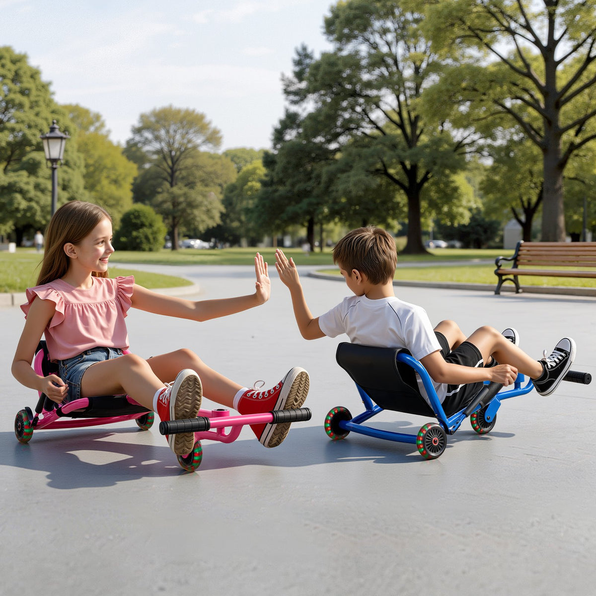 VEVOR Ride on Scooter 150 lbs Swing Side-to-Side for Amazing Riding Pink, for Ages 4+, Powered by Zig-Zag Motion, Ride on Toy with 3 Adjustable Length, Brake Lever, Hard Surface Indoor & Outdoor - ETYBCJYKGNCCHQP0M001V0 - view 9