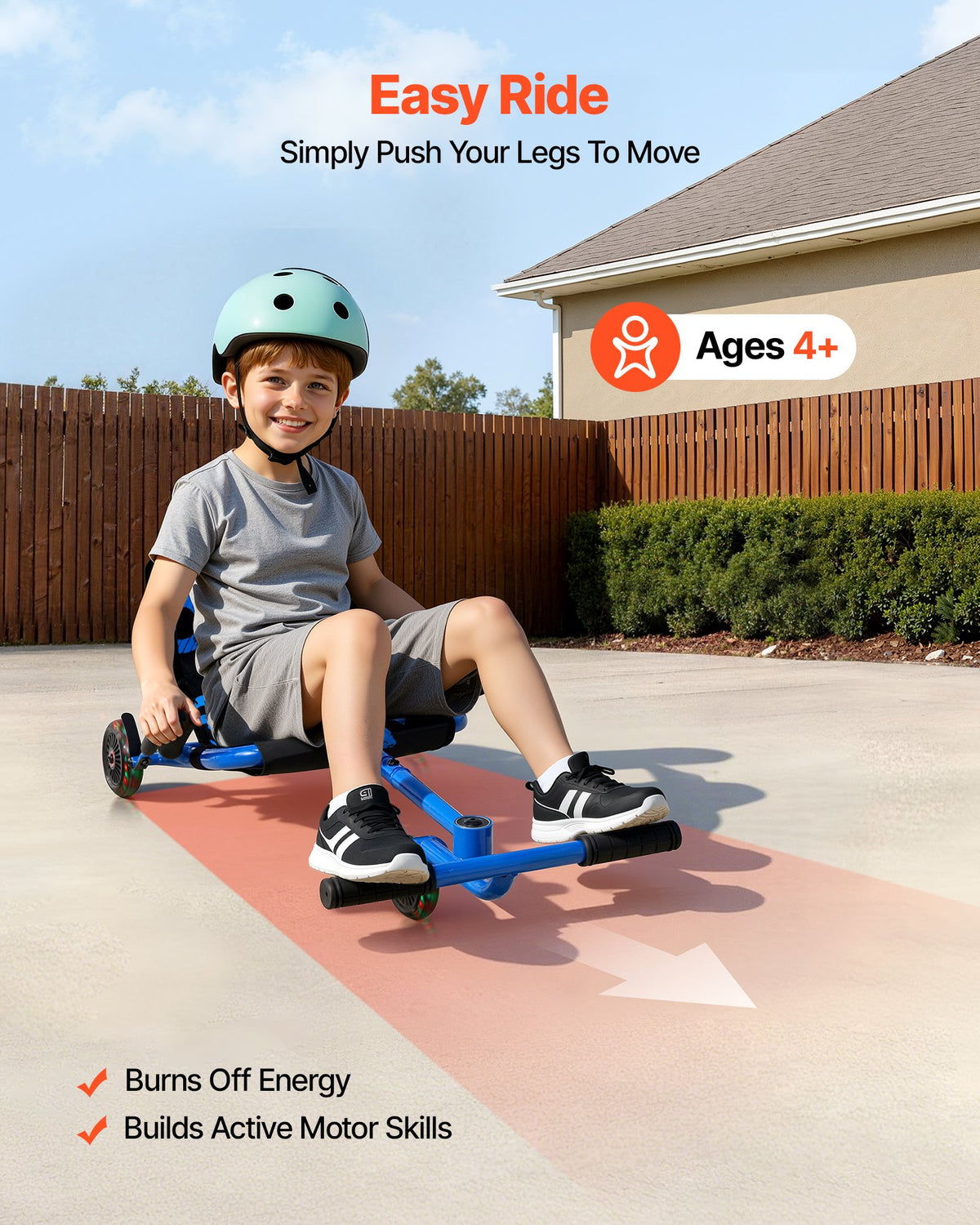 VEVOR Ride on Scooter 150 lbs Swing Side-to-Side for Amazing Riding Blue, for Ages 4+, Powered by Zig-Zag Motion, Ride on Toy with 3 Adjustable Length, Brake Lever, Hard Surface Indoor & Outdoor - ETYBCJYKGNCCS72NP001V0 - view 3