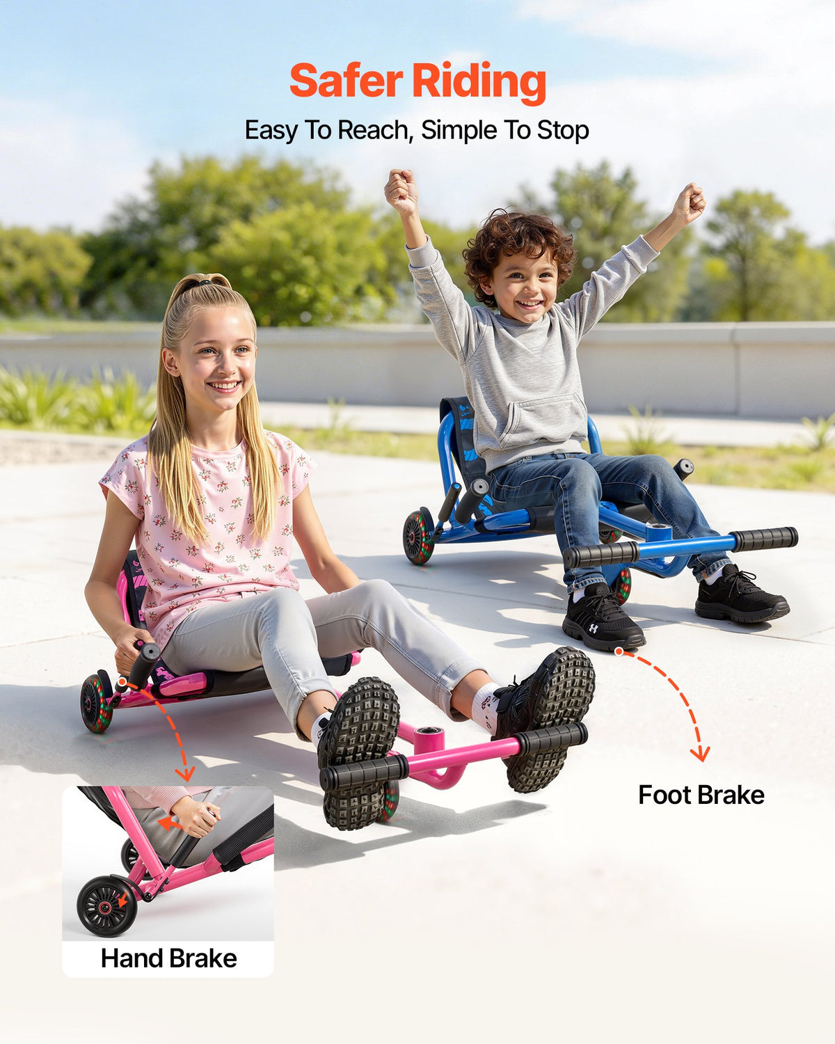 VEVOR Ride on Scooter 150 lbs Swing Side-to-Side for Amazing Riding Blue, for Ages 4+, Powered by Zig-Zag Motion, Ride on Toy with 3 Adjustable Length, Brake Lever, Hard Surface Indoor & Outdoor - ETYBCJYKGNCCS72NP001V0 - view 4