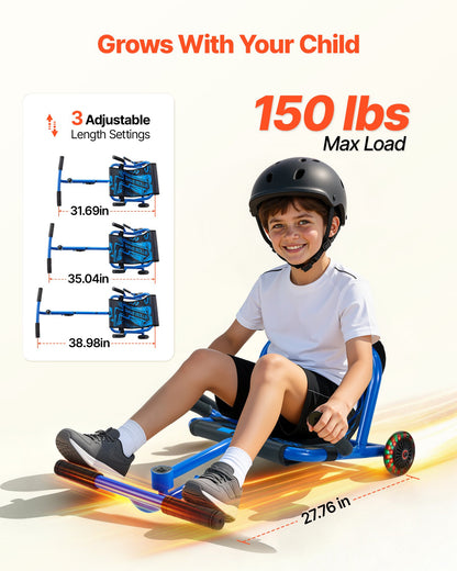 VEVOR Ride on Scooter 150 lbs Swing Side-to-Side for Amazing Riding Blue, for Ages 4+, Powered by Zig-Zag Motion, Ride on Toy with 3 Adjustable Length, Brake Lever, Hard Surface Indoor & Outdoor - ETYBCJYKGNCCS72NP001V0 - view 6