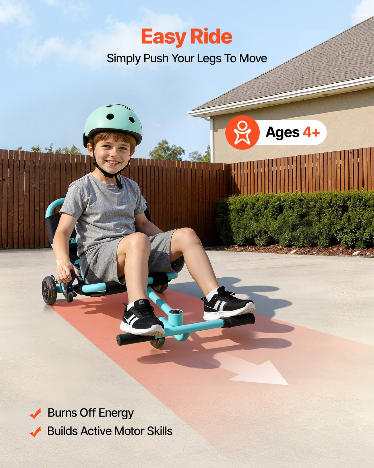 VEVOR Ride on Scooter 150 lbs Swing Side-to-Side for Amazing Riding Green, for Ages 4+, Powered by Zig-Zag Motion, Ride on Toy with 3 Adjustable Length, Hand Brake, for Hard Surface Indoor & Outdoor - ETYBCJYKGNSCZFPF2001V0 - view 3