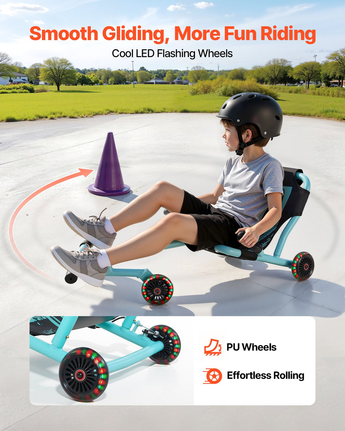 VEVOR Ride on Scooter 150 lbs Swing Side-to-Side for Amazing Riding Green, for Ages 4+, Powered by Zig-Zag Motion, Ride on Toy with 3 Adjustable Length, Hand Brake, for Hard Surface Indoor & Outdoor - ETYBCJYKGNSCZFPF2001V0 - view 5