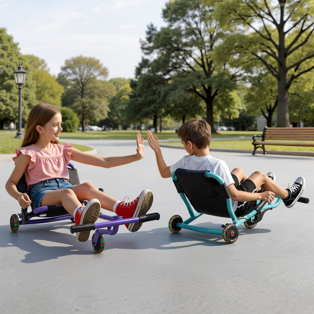 VEVOR Ride on Scooter 150 lbs Swing Side-to-Side for Amazing Riding Green, for Ages 4+, Powered by Zig-Zag Motion, Ride on Toy with 3 Adjustable Length, Hand Brake, for Hard Surface Indoor & Outdoor - ETYBCJYKGNSCZFPF2001V0 - view 9