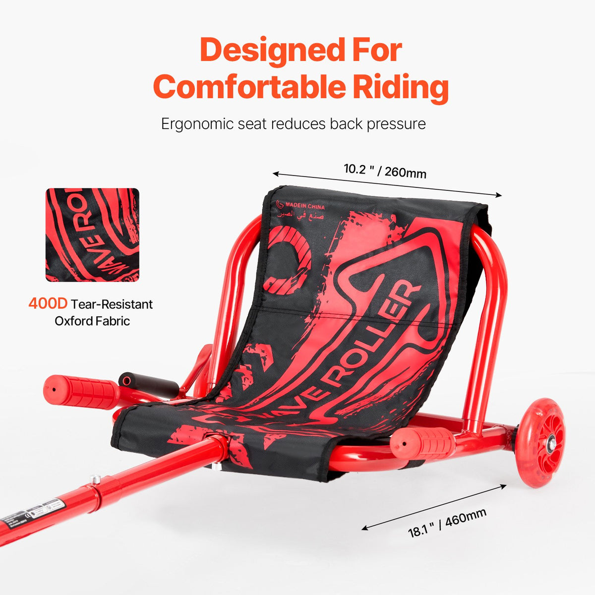 VEVOR Ride on Scooter 132 lbs Swing Side-to-Side for Amazing Riding Red, for Ages 4+, Powered by Zig-Zag Motion, Ride on Drifting Toy, with Adjustable Length, for Hard Surface, Indoor & Outdoor - ETYBCJYKHS00IWYAF002V0 - view 5