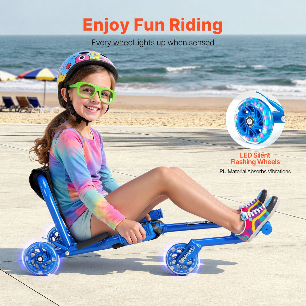 VEVOR Ride on Scooter, Load Capacity of 132 lbs, Swing Side-to-Side for Amazing Ride Powered by Zig-Zag Motion, Ride on Drifting Toy for Ages 4+, Rides on Any Hard Surface for Indoor & Outdoor, Blue - ETYBCJYKLS00XFFE1V0 - view 3