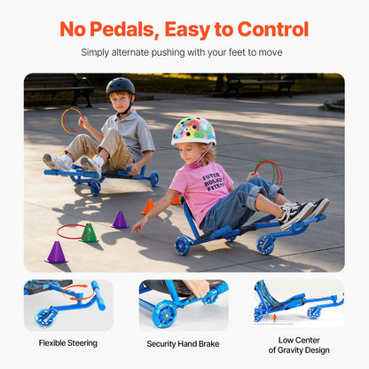 VEVOR Ride on Scooter, Load Capacity of 132 lbs, Swing Side-to-Side for Amazing Ride Powered by Zig-Zag Motion, Ride on Drifting Toy for Ages 4+, Rides on Any Hard Surface for Indoor & Outdoor, Blue - ETYBCJYKLS00XFFE1V0 - view 6